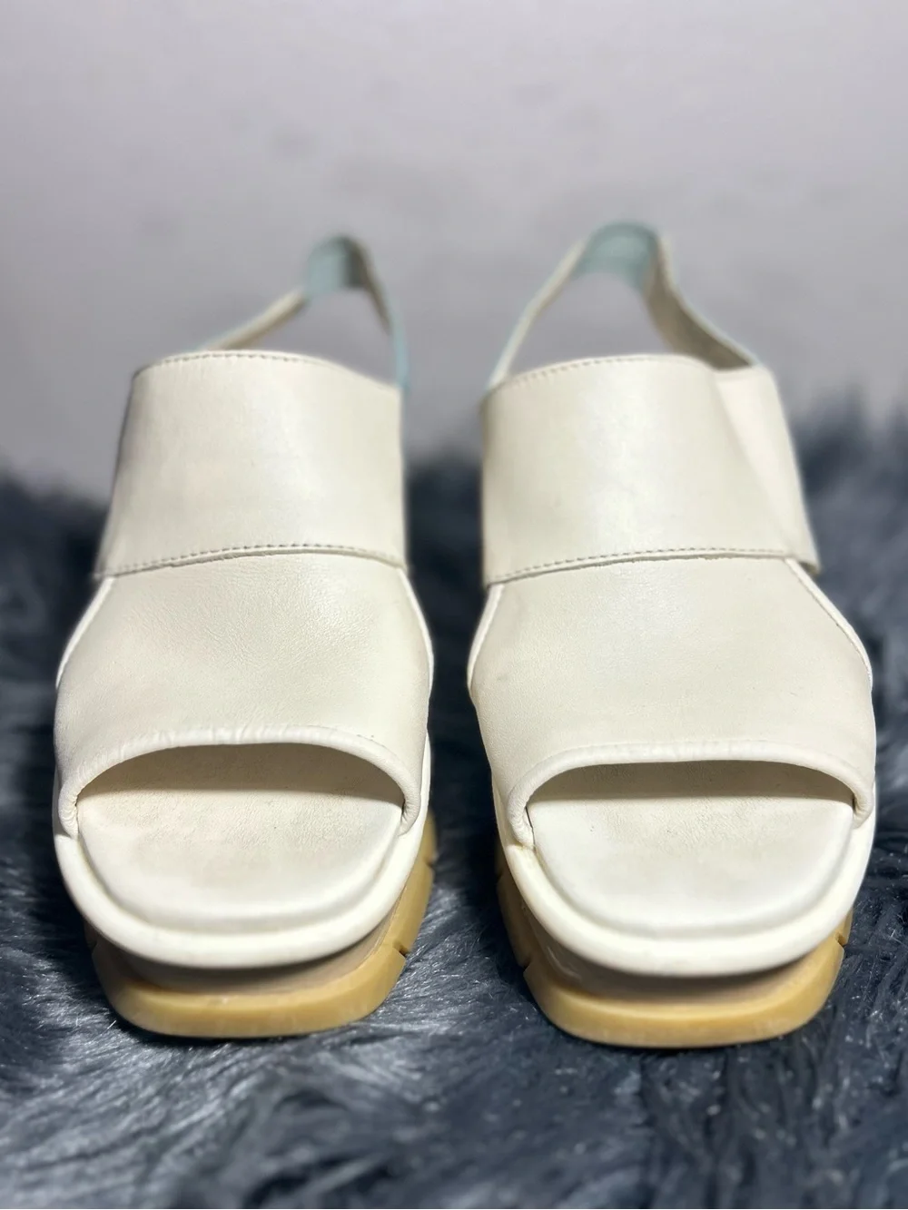 Sorel Joanie III Slingback Sandals Chalk Crushed Blue Wedge Sandal Size 7